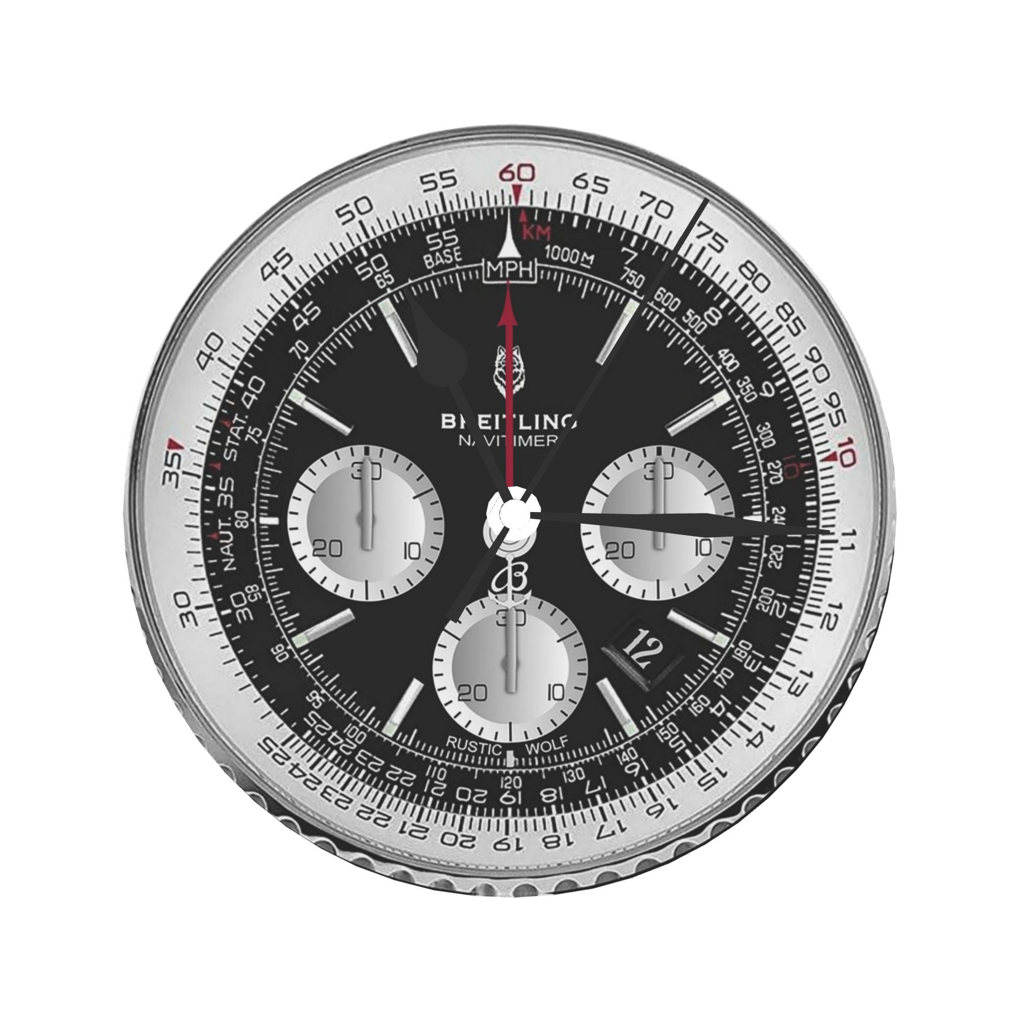 Luxury Watch Wall Clock - ساعة حائط سوداء فاخرة لتزيين الغرفة