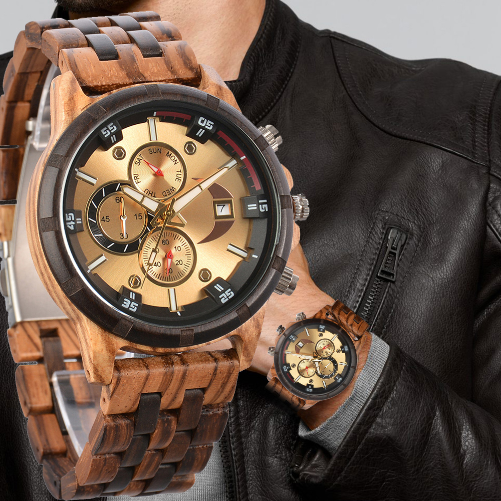 Zen Luxury Watch - ساعات رجالية بحزام خشبي، ساعة يد