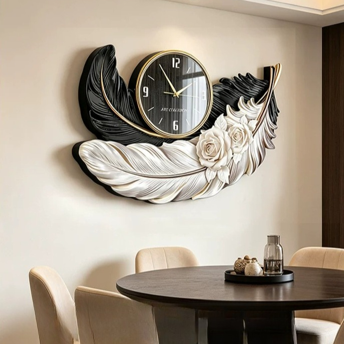 ساعة حائط فاخرة بتصميم ريشة، س - مراجعة Luxury Watch Wall Clock وسعره