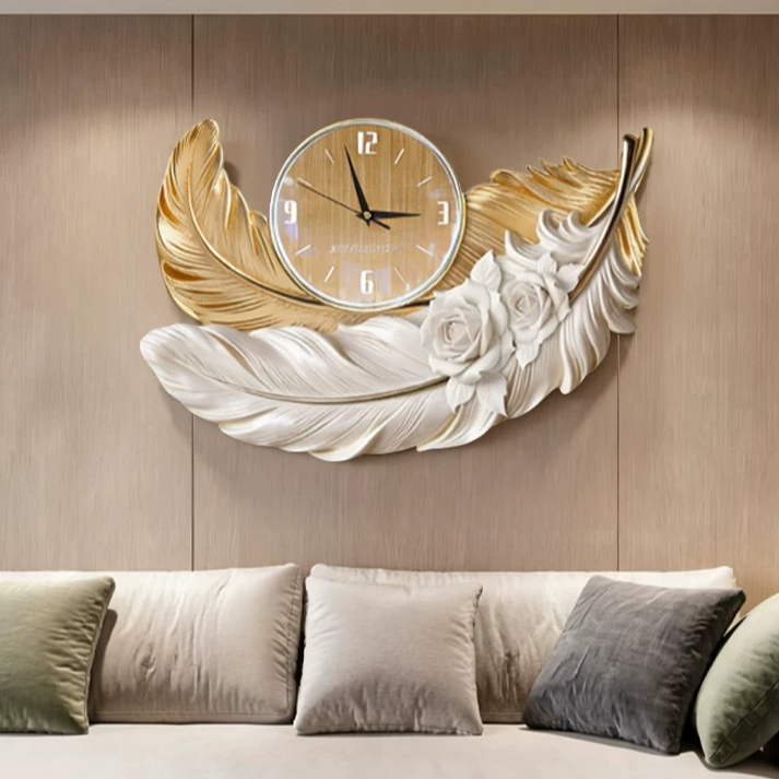 ساعة حائط فاخرة بتصميم ريشة، س - مراجعة Luxury Watch Wall Clock وسعره