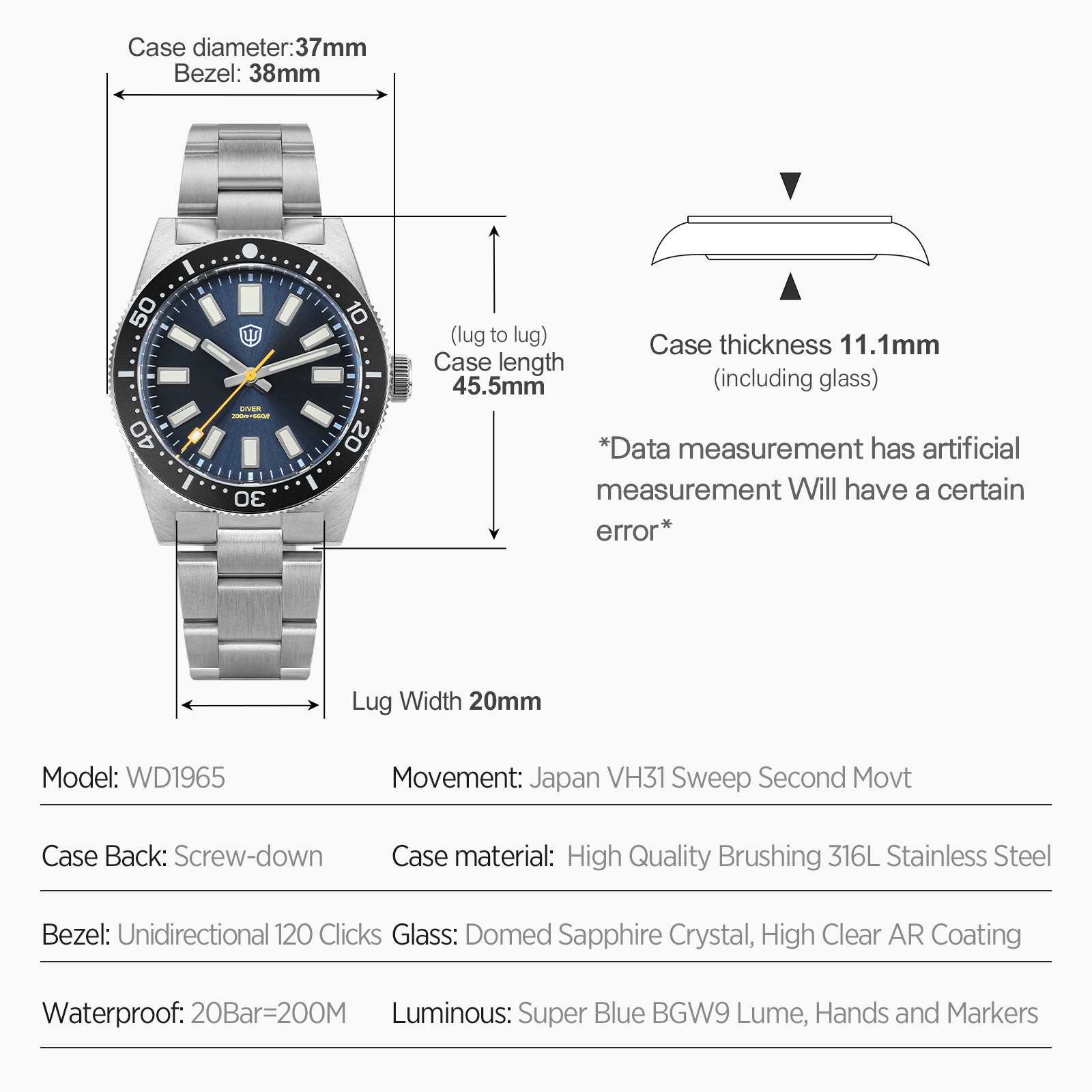 ساعة يد رجالية Watchdives WD19 - مراجعة Luxury Watch Deals وسعره