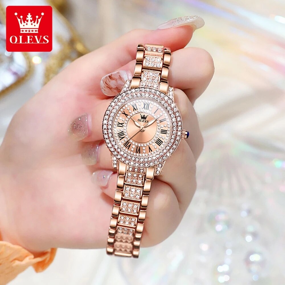 ساعة OLEVS نسائية فاخرة كوارتز - مراجعة Luxury Watch Diamond وسعره