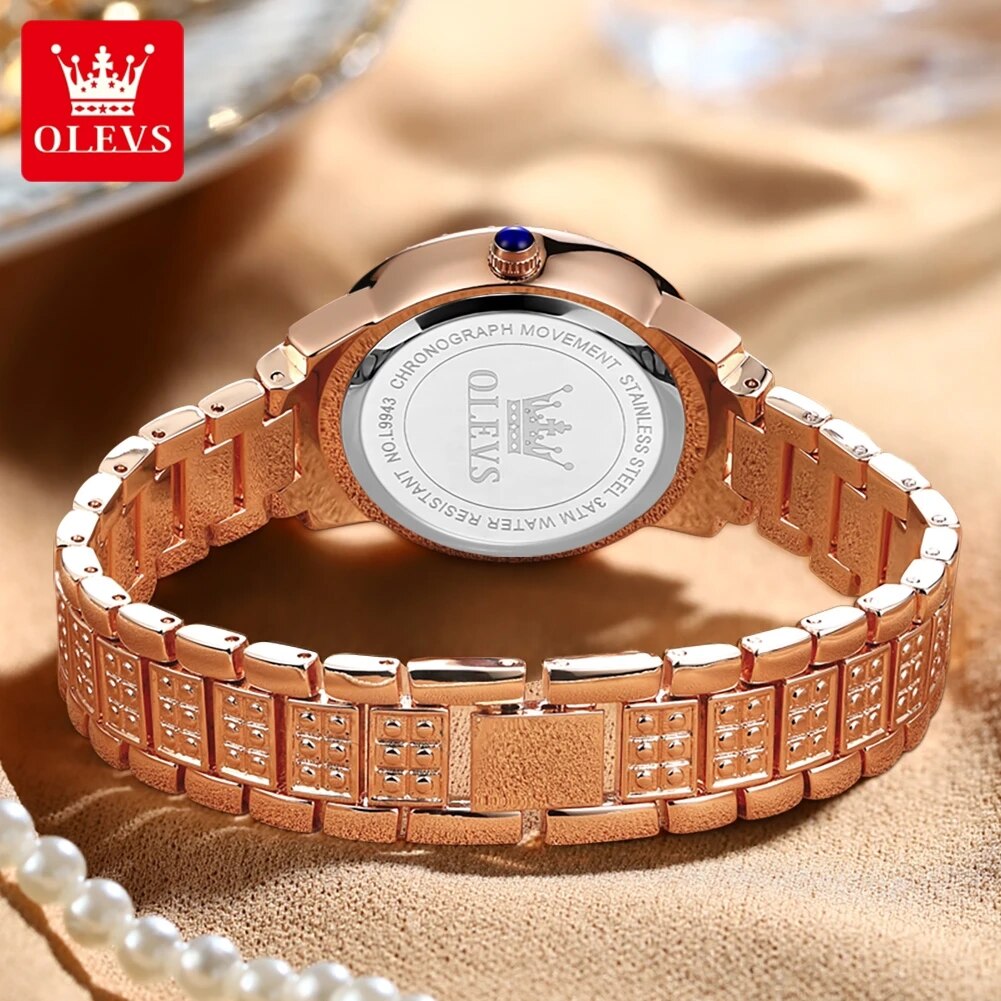 ساعة OLEVS نسائية فاخرة كوارتز - مراجعة Luxury Watch Diamond وسعره