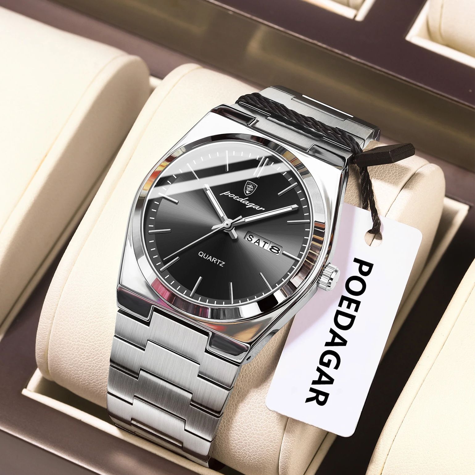 POEDAGAR ساعة يد كوارتز رجالية - مراجعة Luxury Watch Cartier وسعره
