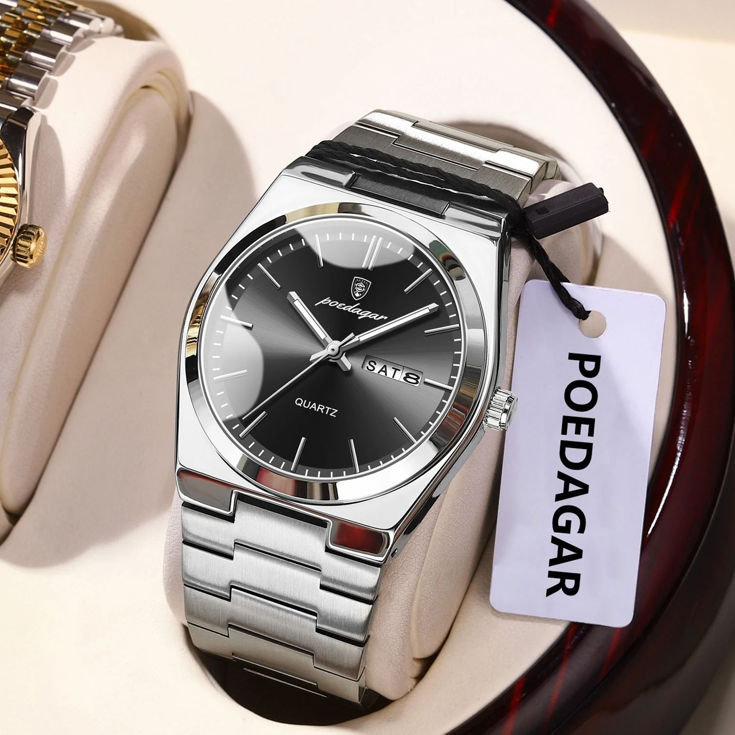 POEDAGAR ساعة يد كوارتز رجالية - مراجعة Luxury Watch Cartier وسعره