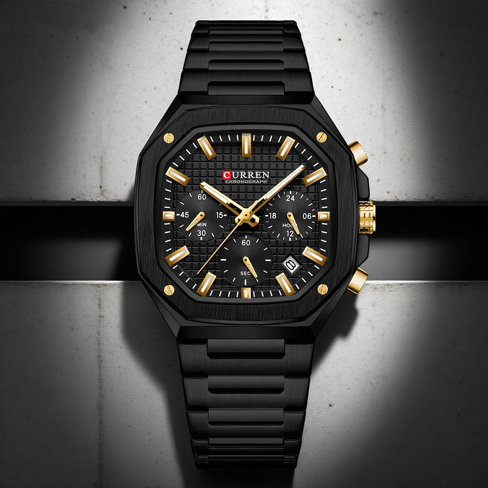 ساعة كورين كرونو مربعة فاخرة ل - مراجعة Luxury Watch Gold وسعره