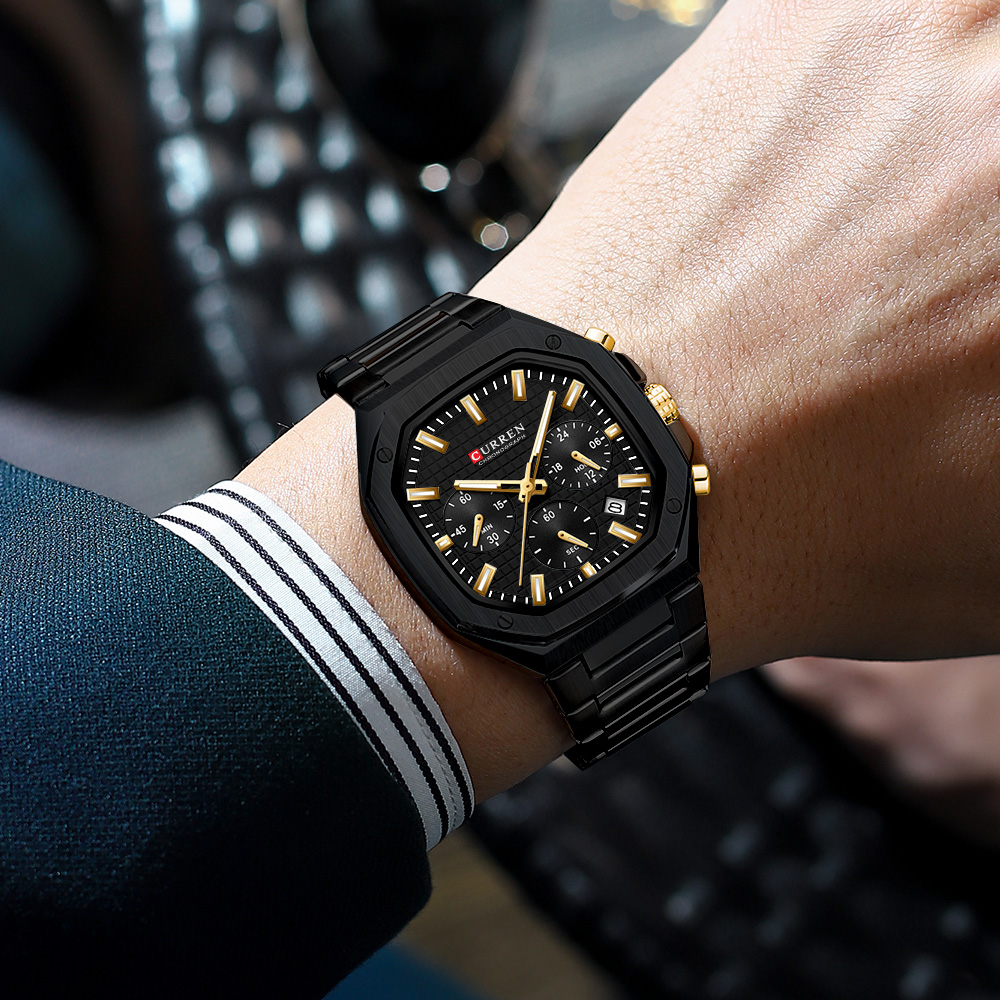 ساعة كورين كرونو مربعة فاخرة ل - مراجعة Luxury Watch Gold وسعره