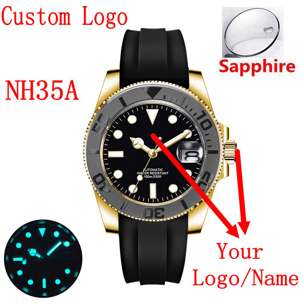 شعار مخصص 40mLuxury NH35/ Miyo - مراجعة Luxury Watch Gold وسعره