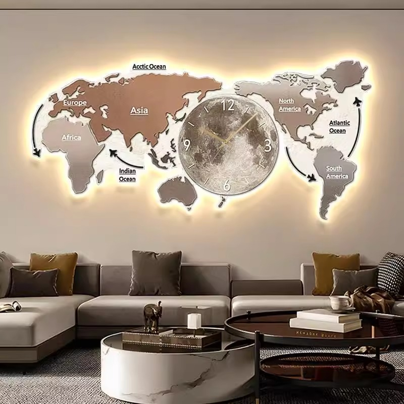 ساعة حائط مضيئة بتصميم خريطة ا - مراجعة Luxury Watch Wall Clock وسعره