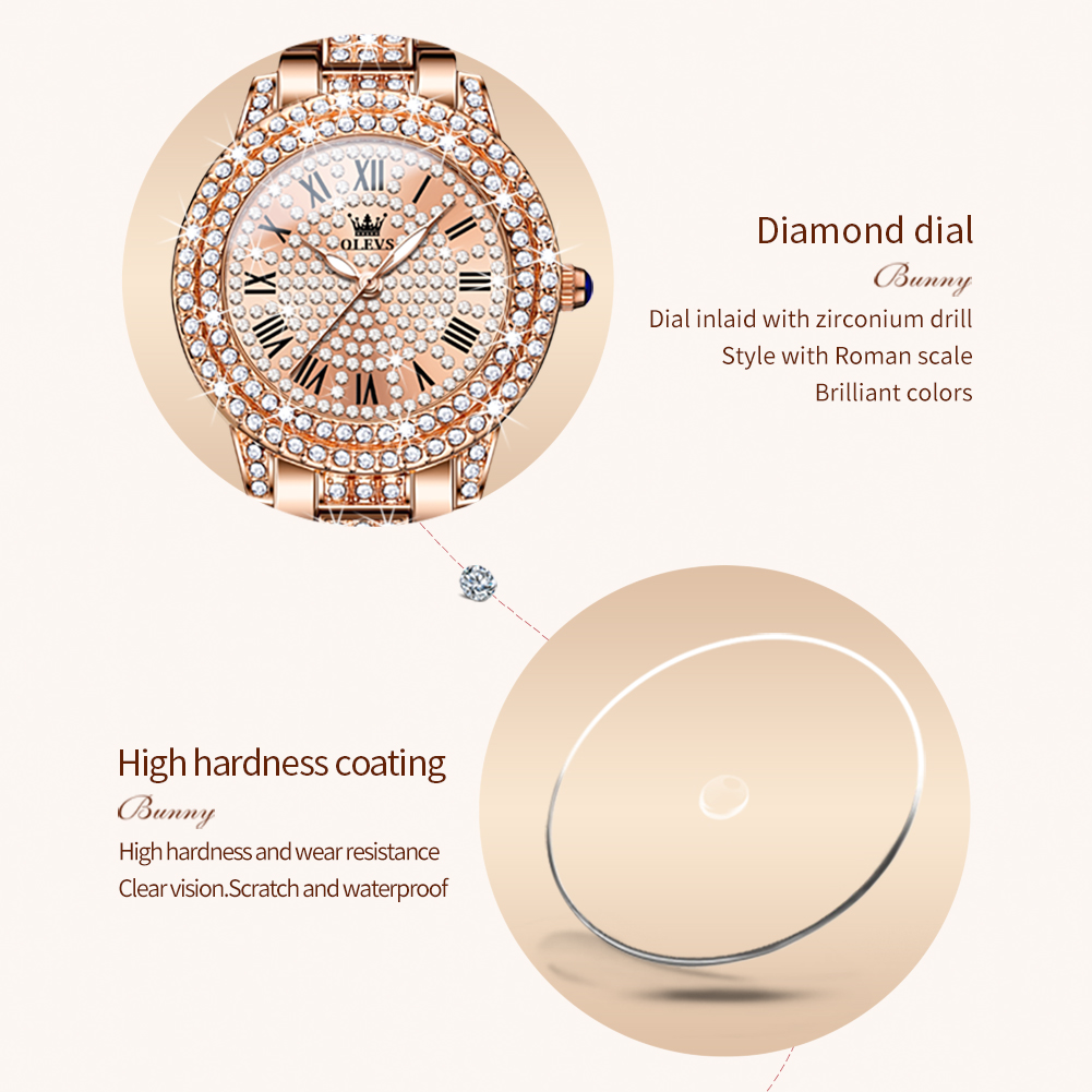 ساعة OLEVS 9943 كوارتز أصلية ف - مراجعة Luxury Watch Diamond وسعره